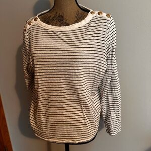 Chico's Black and White Striped Long Sleeve Top sz 3